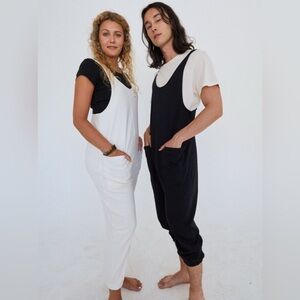 For Days Re-New Black Rib Relaxing Romper/Jumpsuit